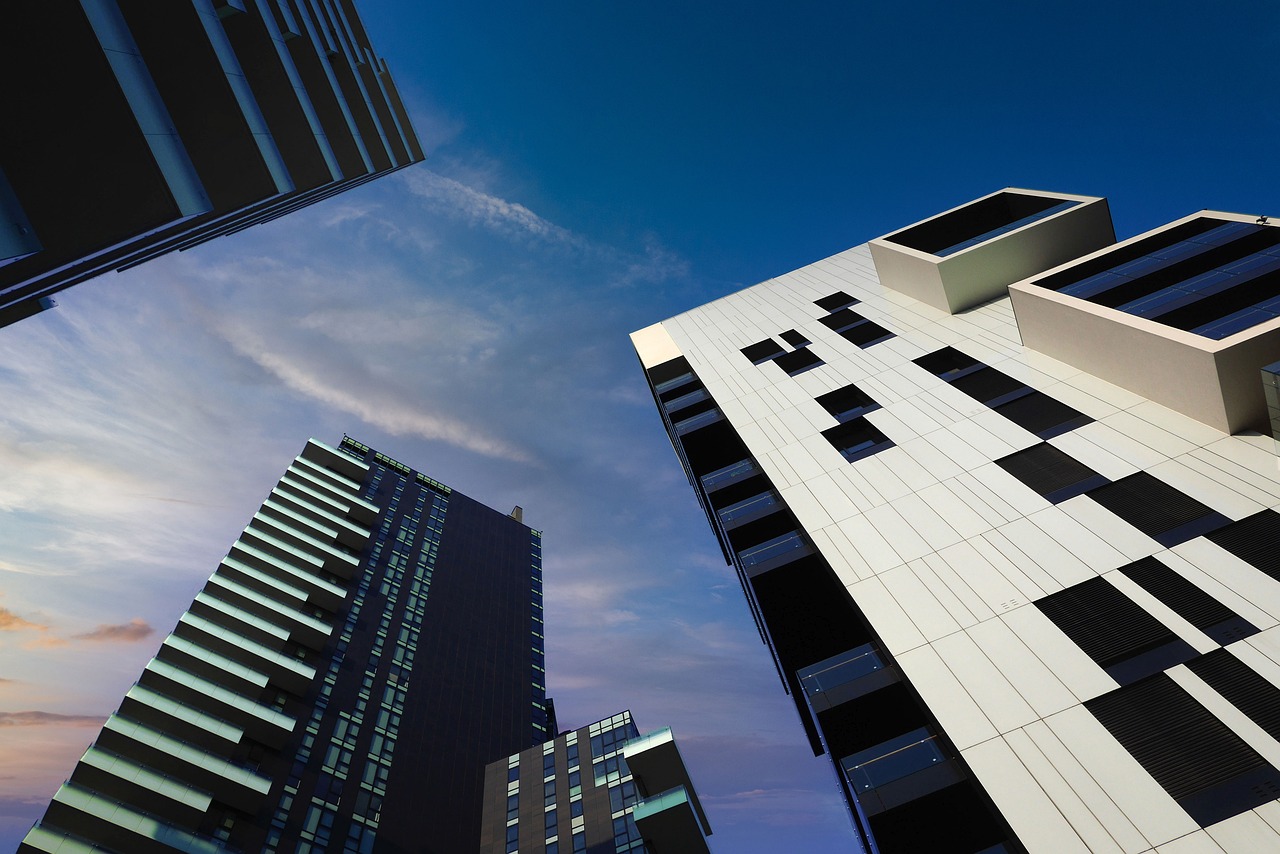 architecture, skyscrapers, buildings, nature, skyline, city, real estate, facades, modern, high-rise, glass windows, milan, italy, design, sky, perspective, clouds, twilight, office buildings