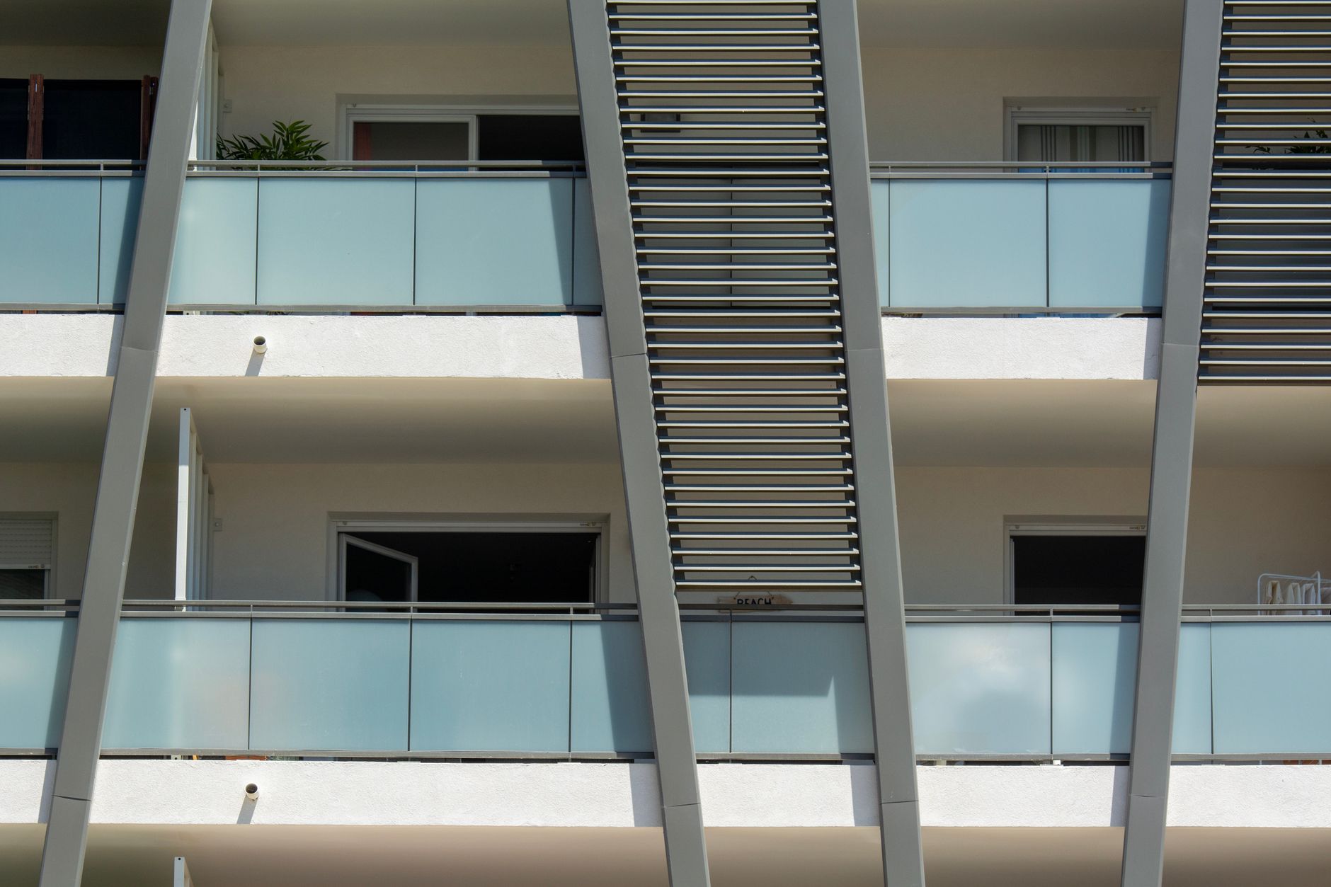 Close-up of modern balconies in Montpellier, showcasing sleek architectural design.