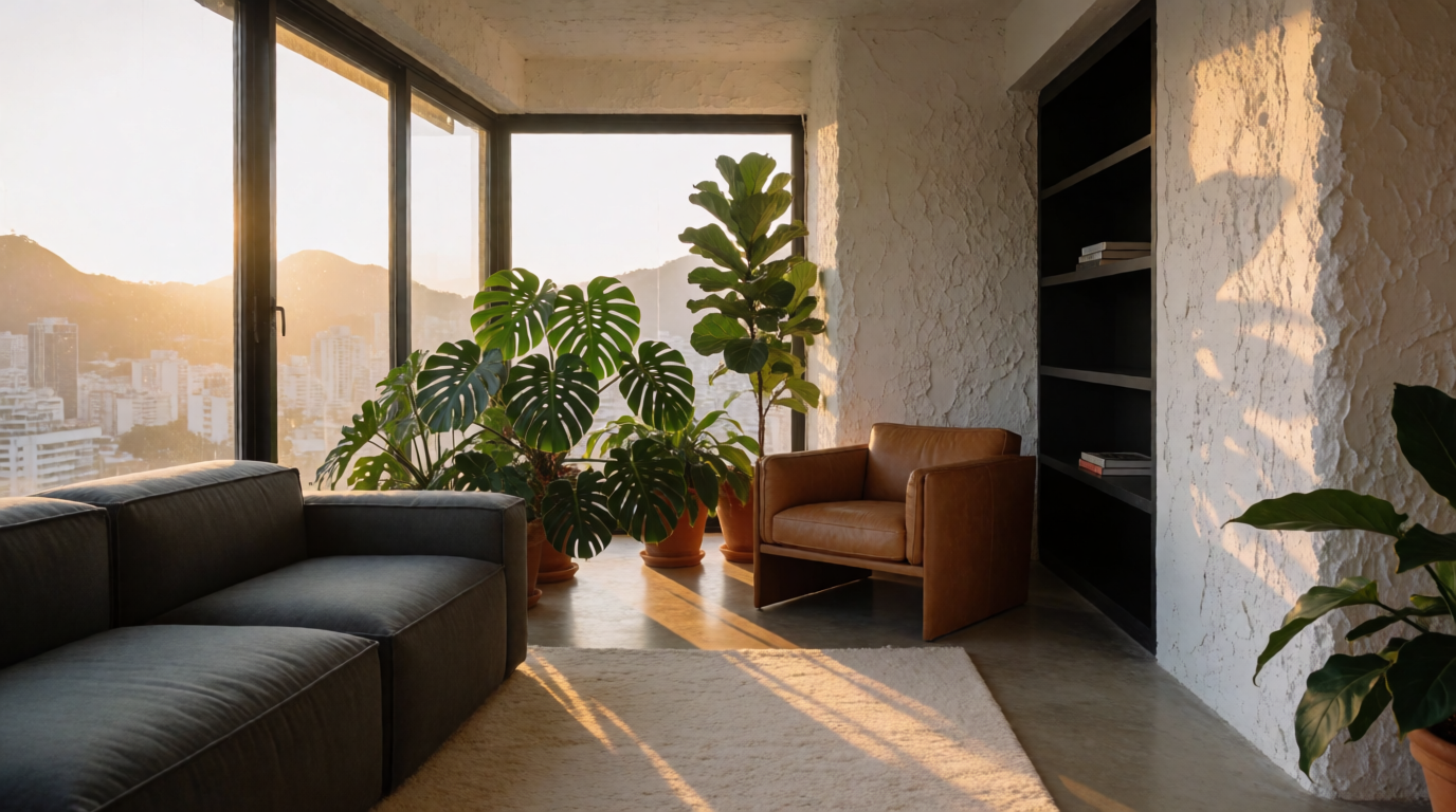 Projeto de interior para studio pequeno com otimização de espaço