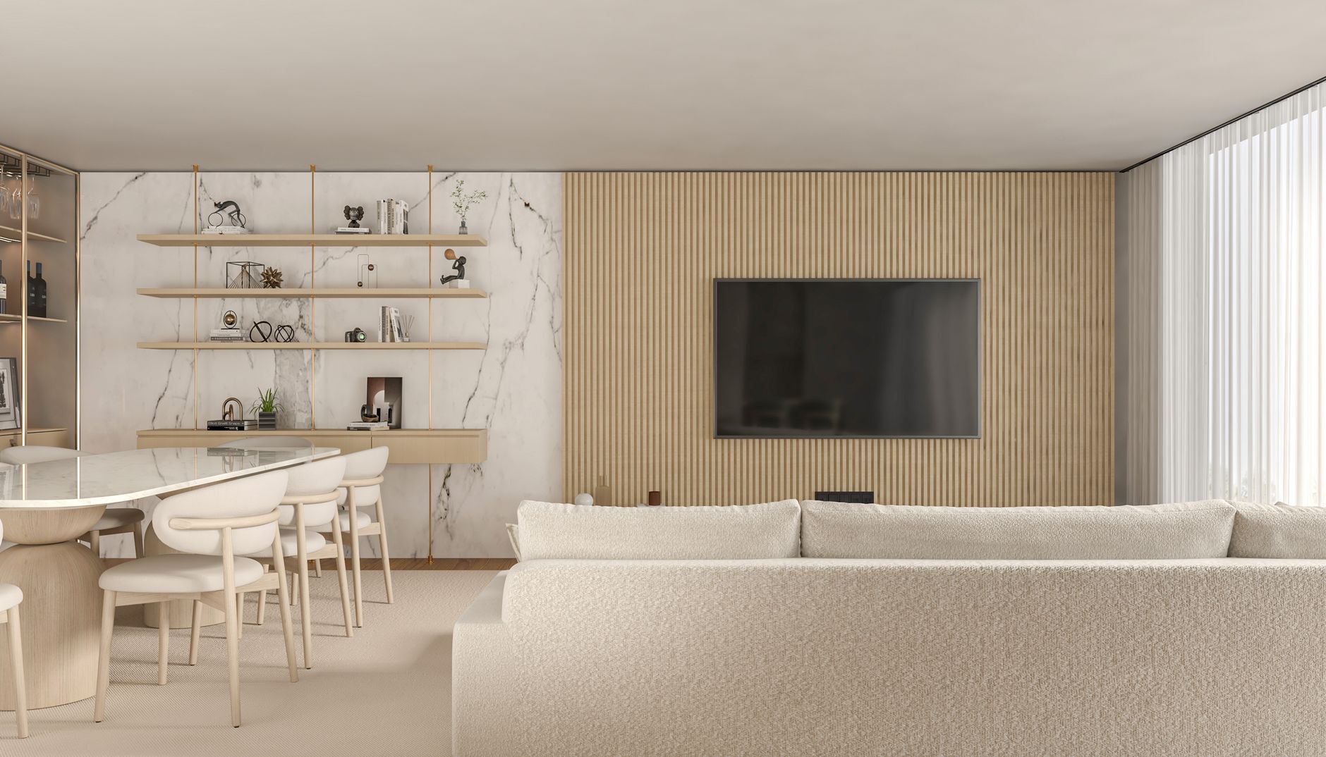 Interior de apartamento moderno no Leblon com decoração premium