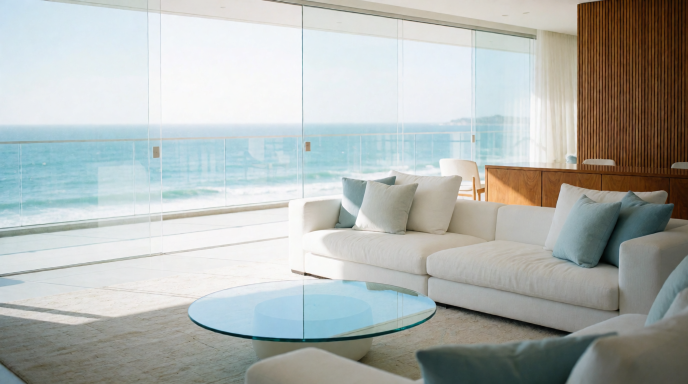 Flat mobiliado moderno na Barra da Tijuca com vista para o mar