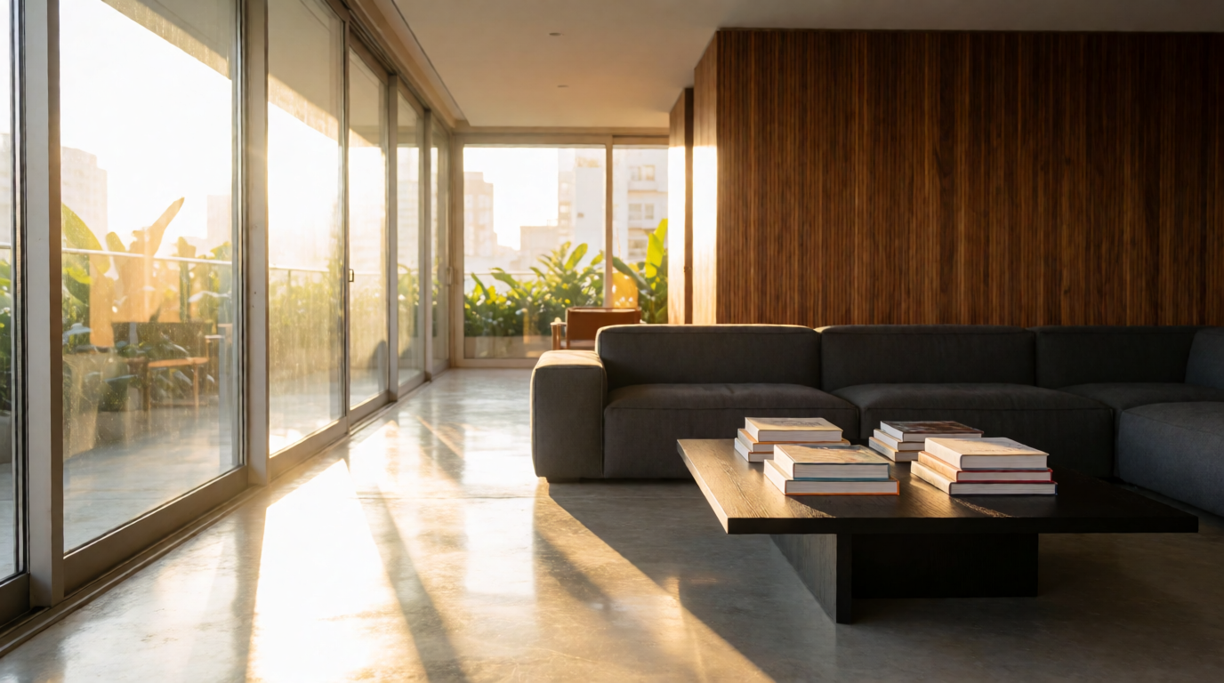 Foto de loft decorado em Ipanema com mobiliário contemporâneo