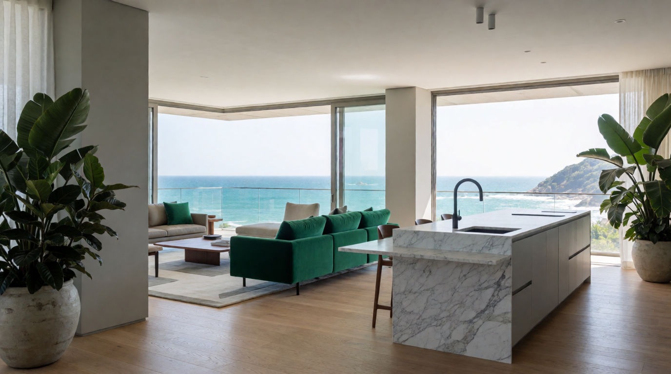 Estilo contemporâneo de um studio de luxo na planta no Rio de Janeiro