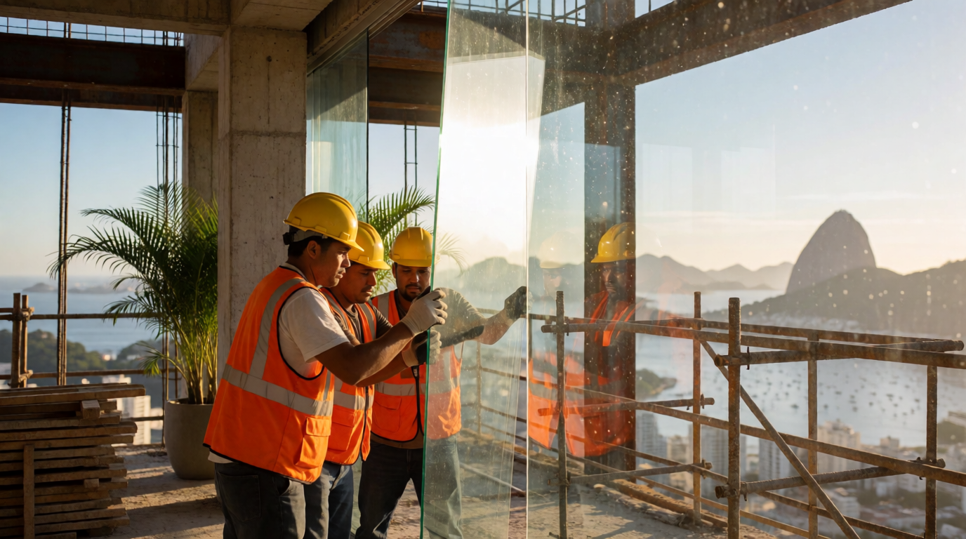 Obra de studio de alto padrão em construção na Zona Sul do Rio de Janeiro