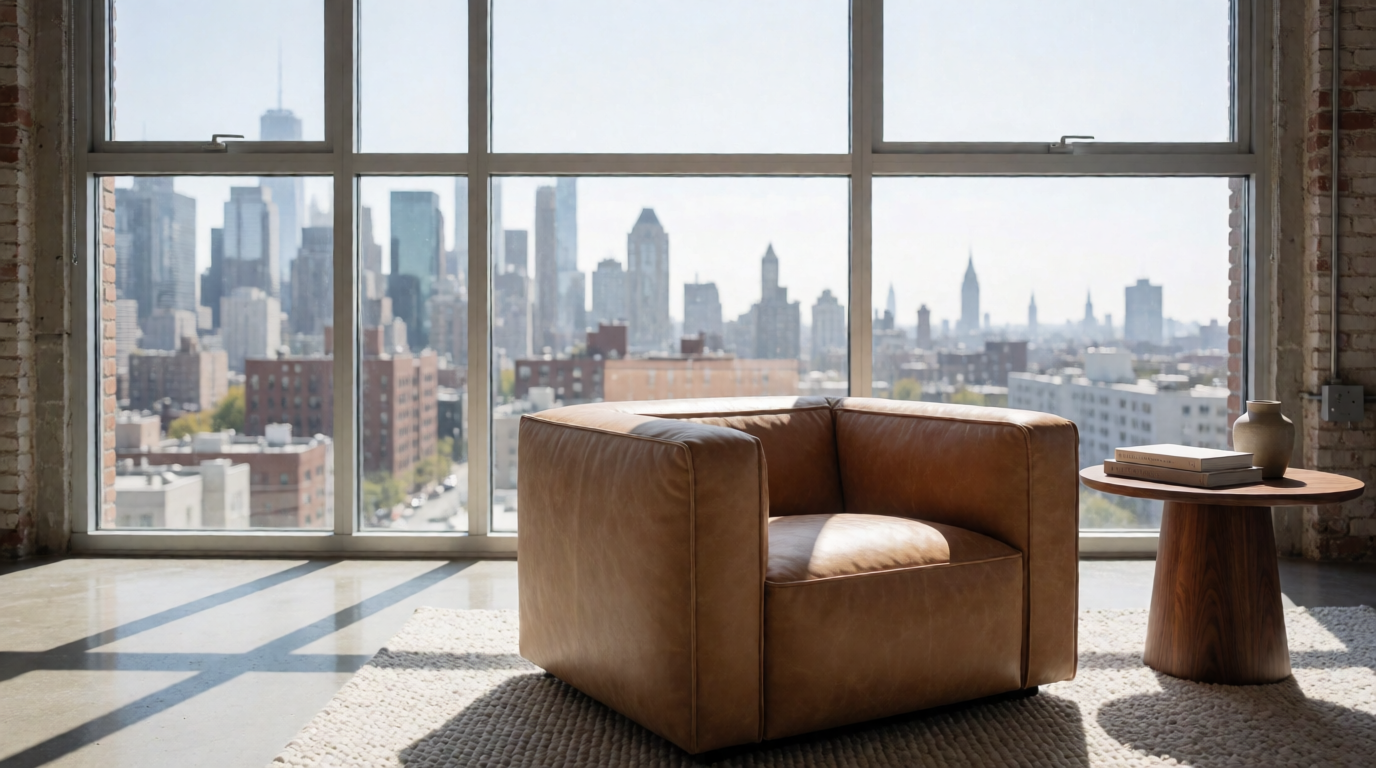 Loft com pé direito alto e vista da cidade do Rio de Janeiro