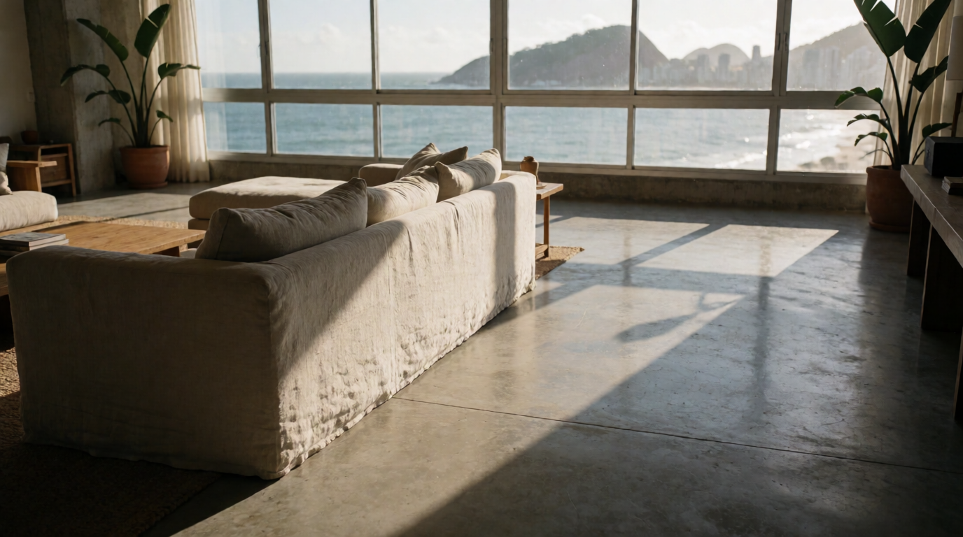 Loft decorado em Ipanema com vista parcial para o mar