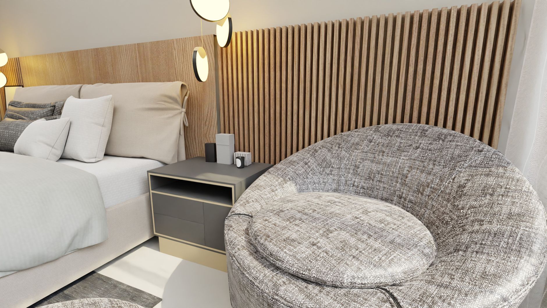 Interior de flat mobiliado de alto padrão na Barra