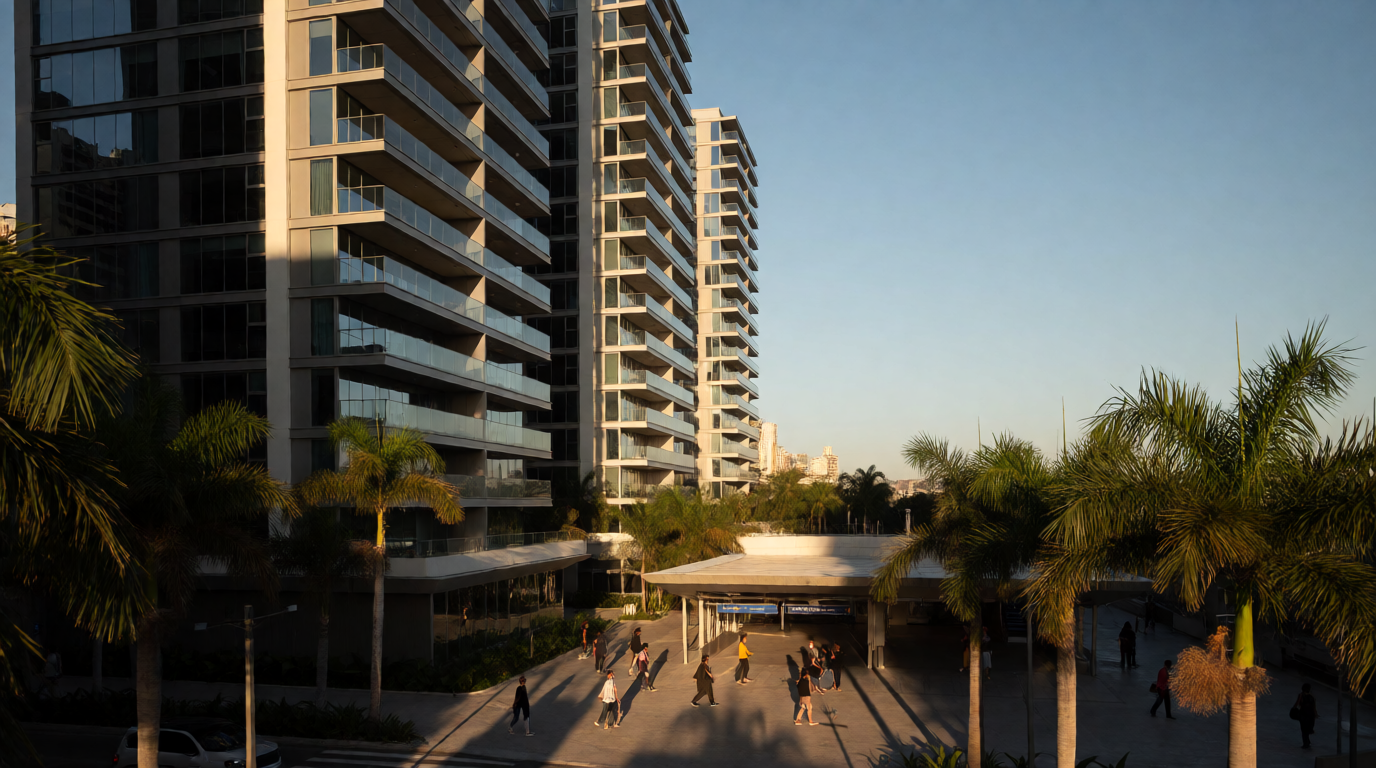 Edifícios modernos próximos à estação Saens Peña do Metrô Rio