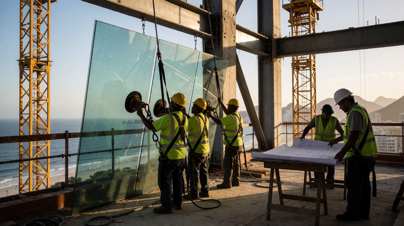 Obra de edifício residencial em construção na Barra da Tijuca