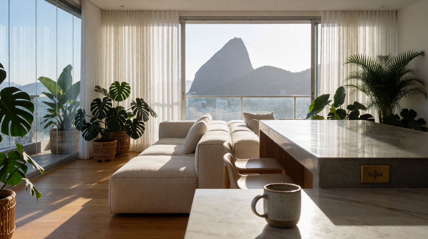 Interior de studio contemporâneo no Rio de Janeiro