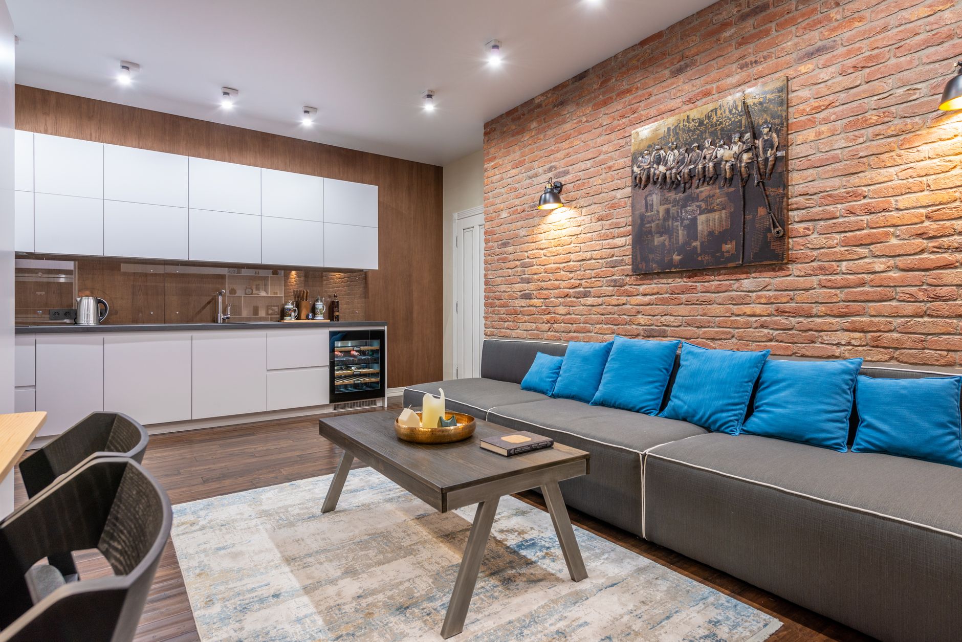 Sala de estar de loft moderno na Barra da Tijuca