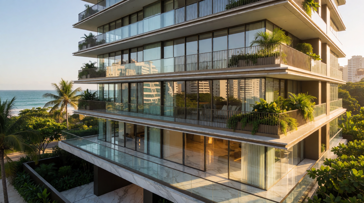 Prédios de apartamentos de alto padrão na Barra da Tijuca, Rio de Janeiro