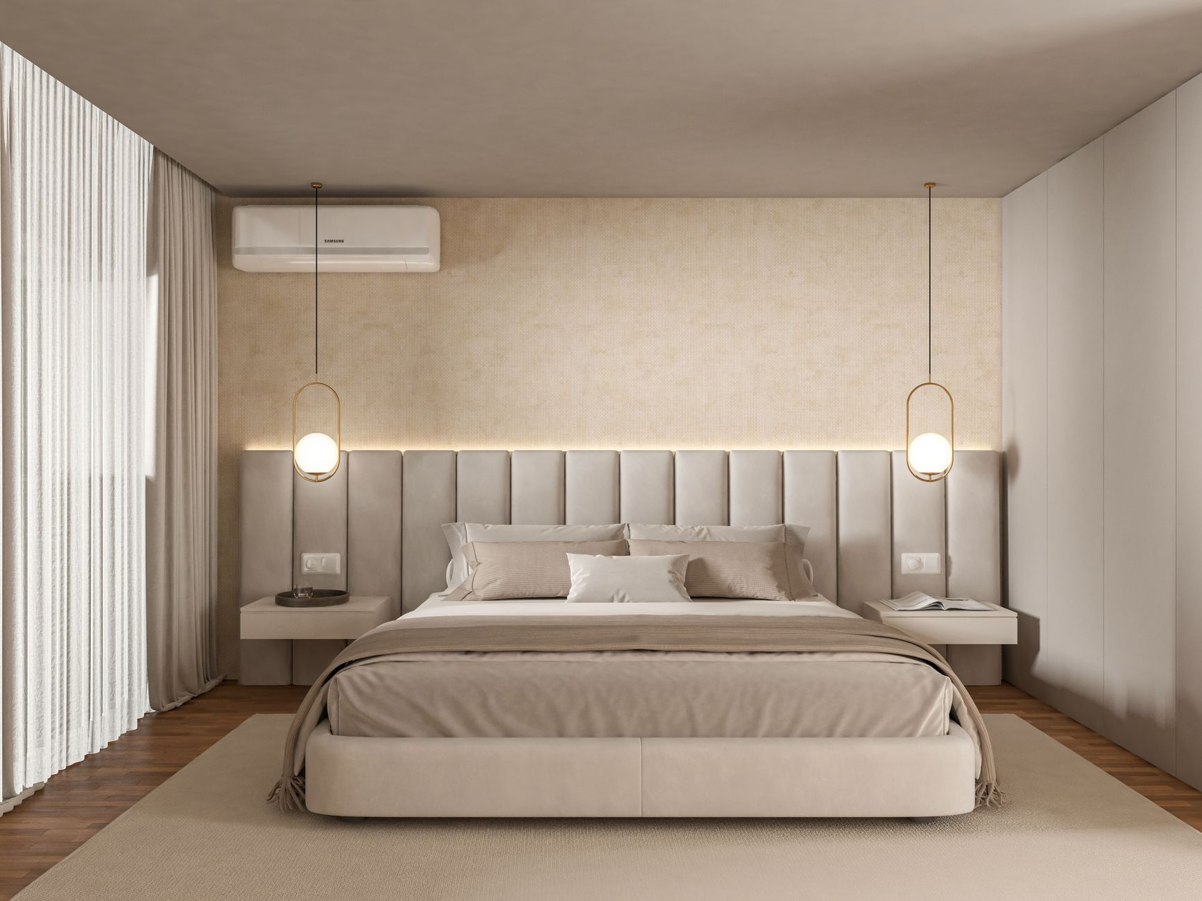 Interior de quarto em apartamento moderno em Copacabana