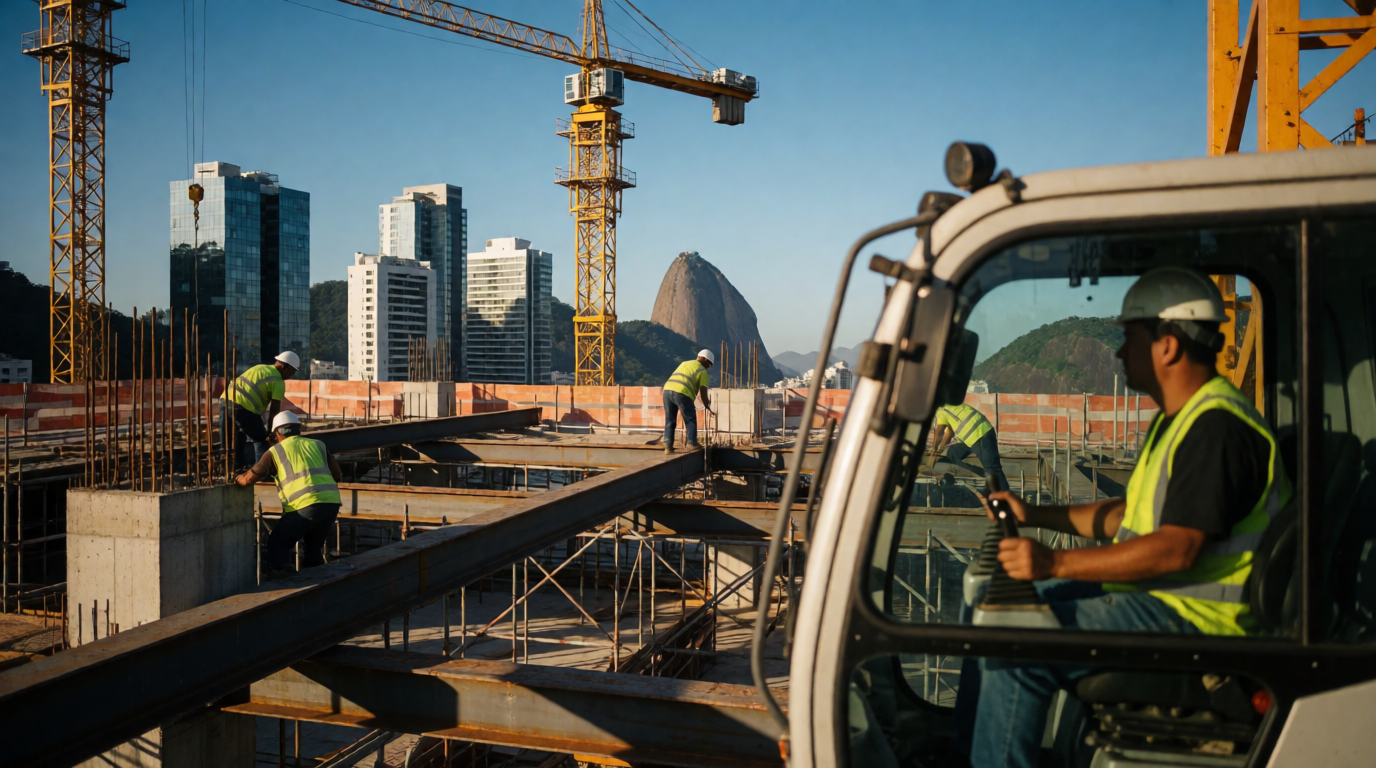 Obra de prédio residencial em construção no centro do Rio