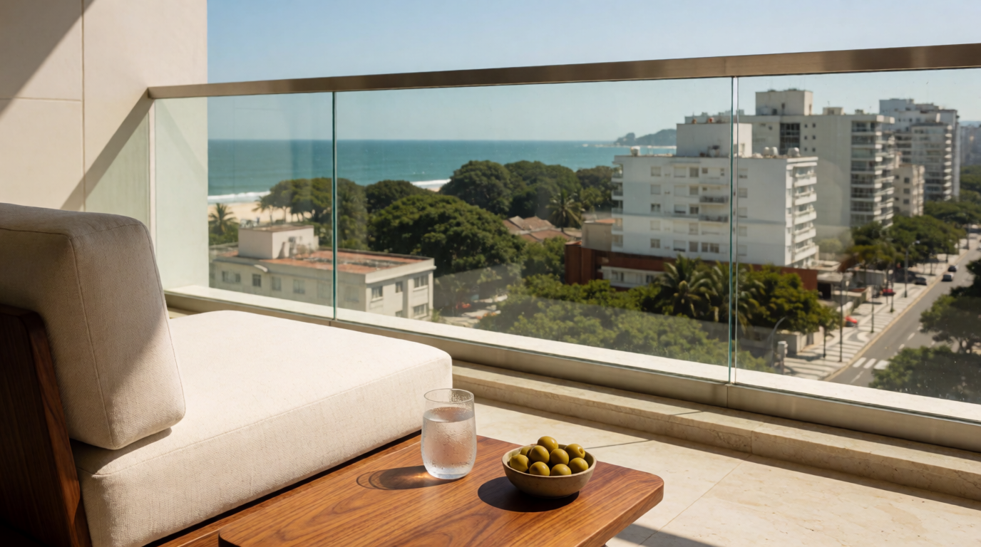 Apartamento de luxo no Leblon com varanda e vista para o mar