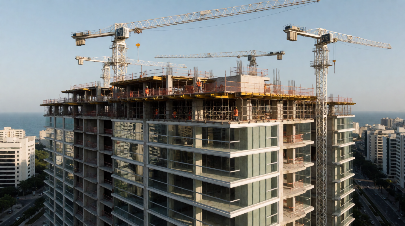 Obra avançada de um empreendimento de studios na Barra da Tijuca