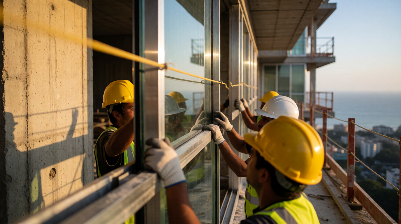 Obra de edifício residencial em fase de construção no Rio