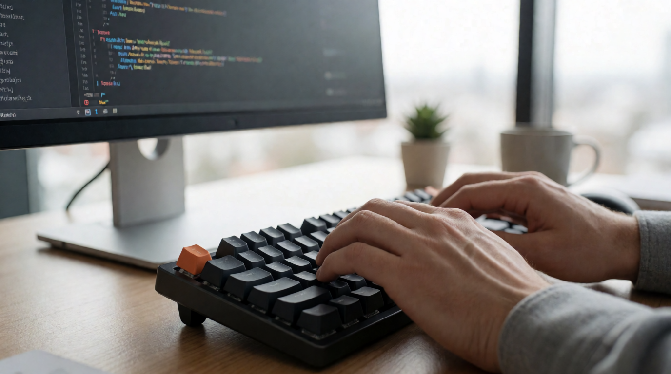 Desenvolvedor programando aplicativo móvel nativo em 2026