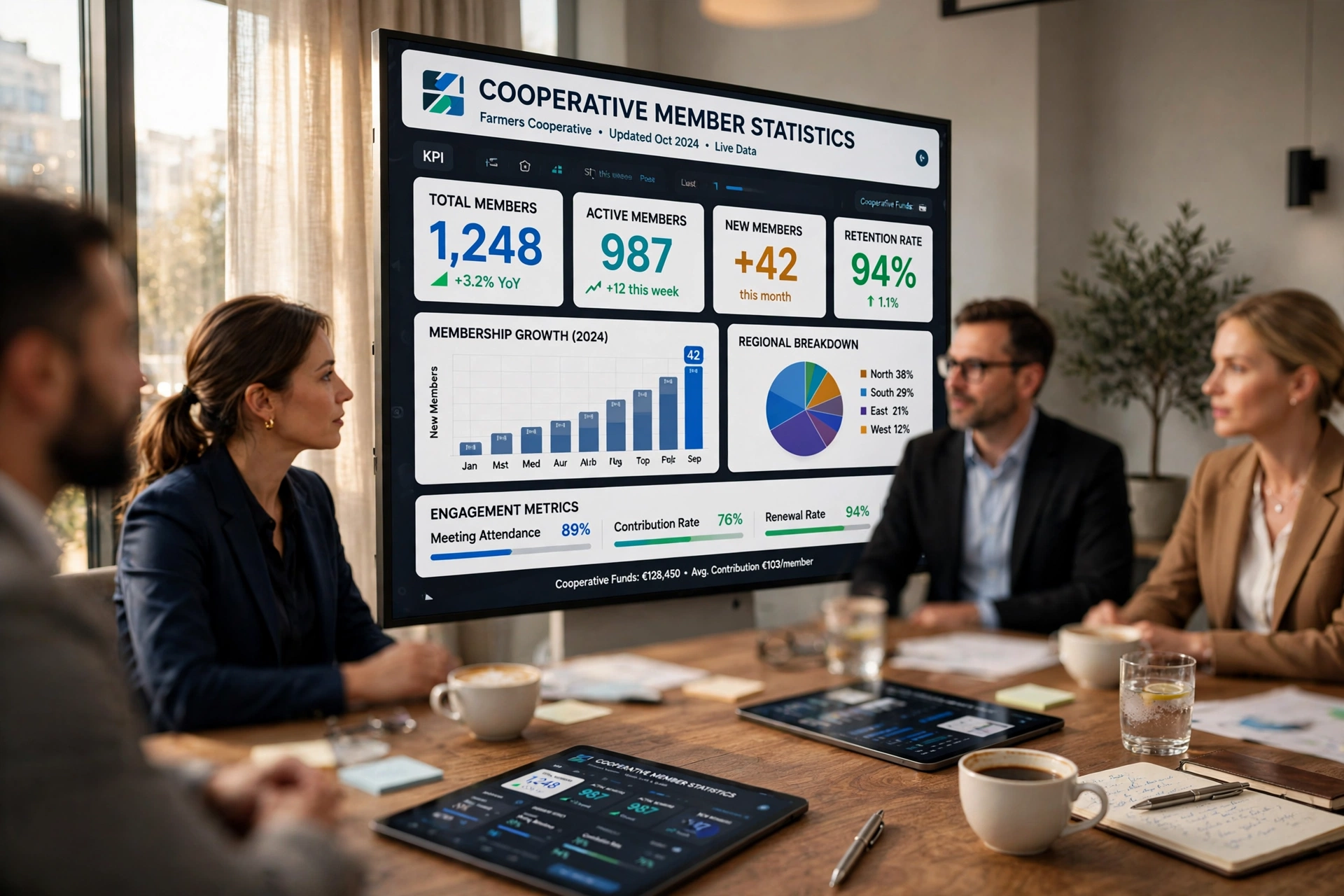 Painel digital para membros de cooperativa