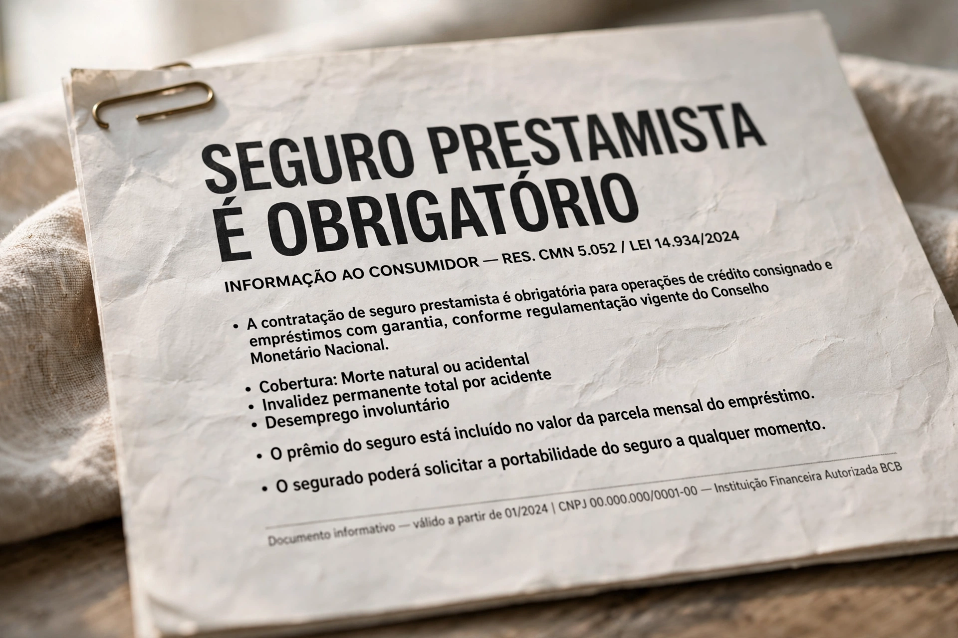 brazilian financial credit analysis office documents seguro prestamista