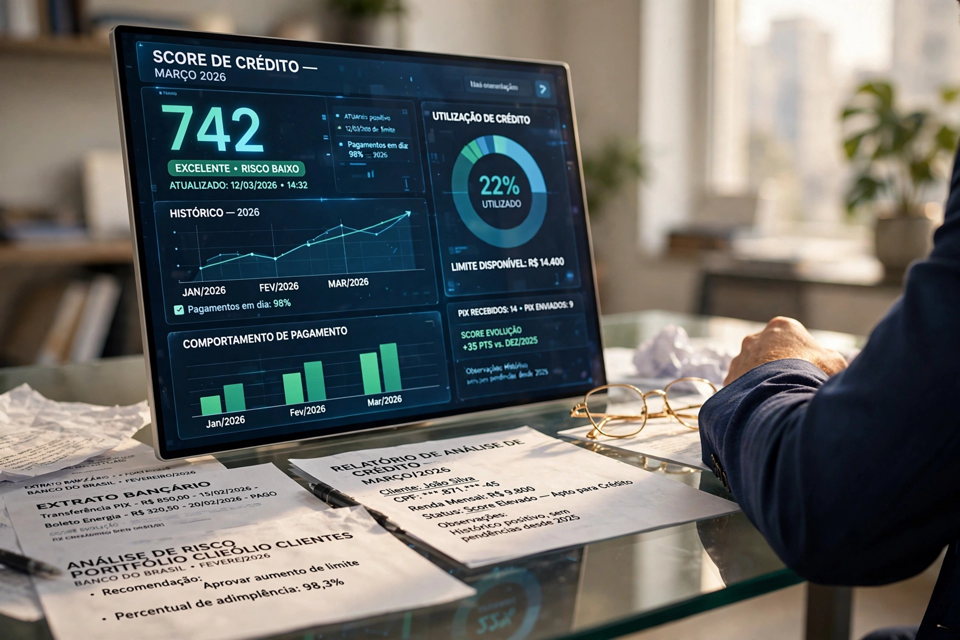 Dashboard de score de crédito digital em 2026