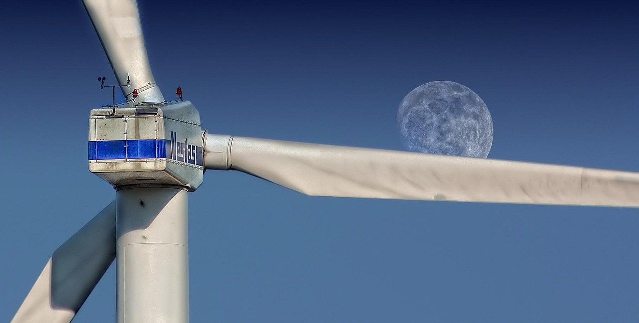 windmill, sky, moon, night sky, turbine, wind turbine, wind farm, wind power station, wind power plant, structure, pinwheel, wind energy, wind power, environmental technology, nature, wind park, renewable energy