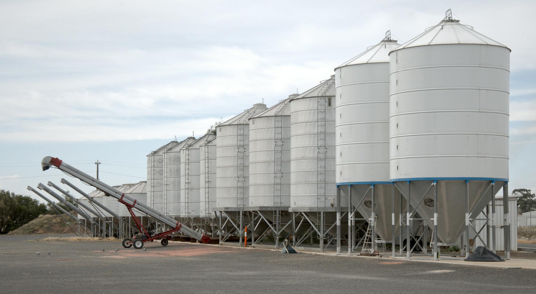 Silos de armazenagem de grãos em planta brasileira