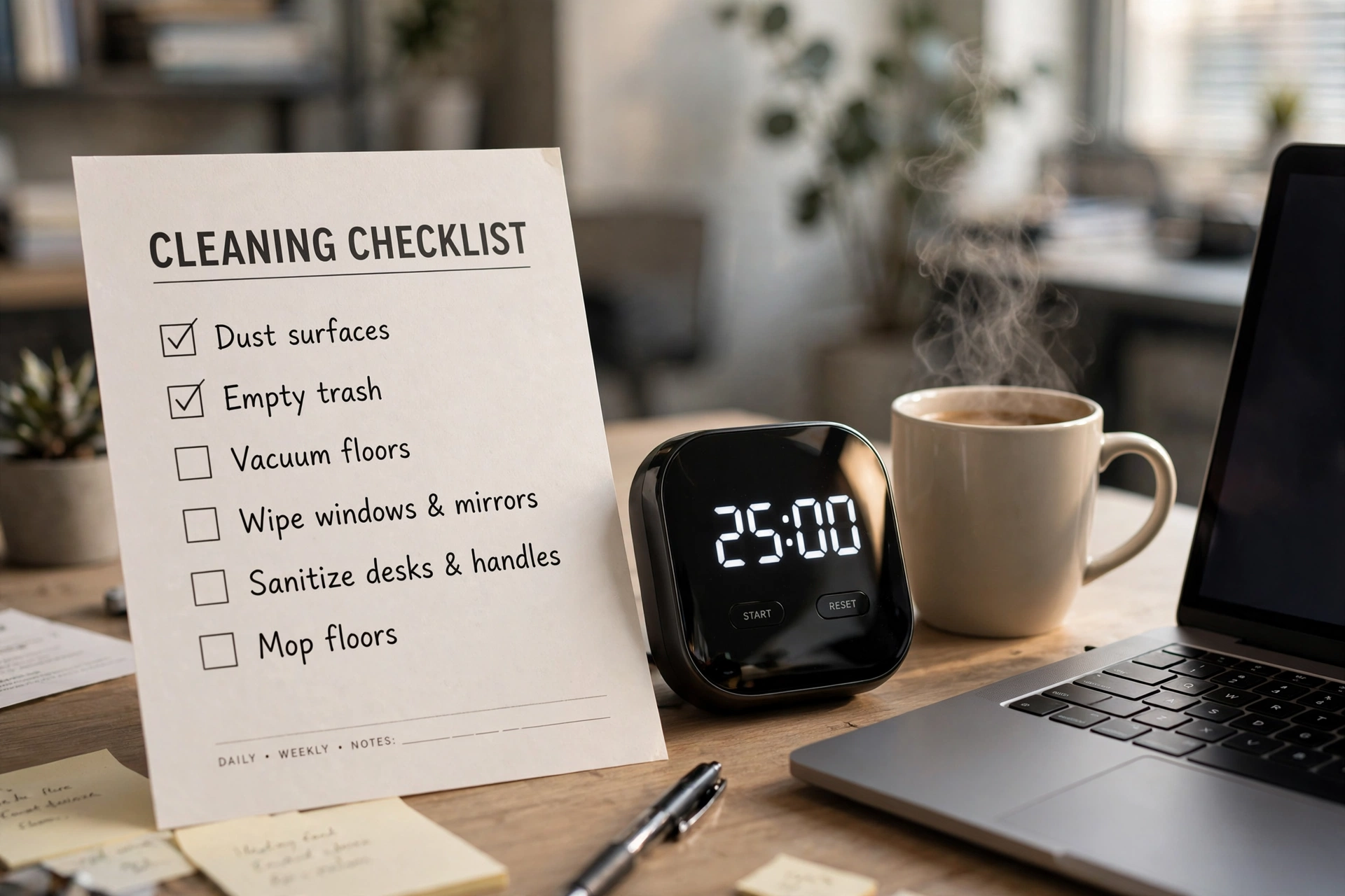 productivity timer desk workspace cleaning checklist template cost