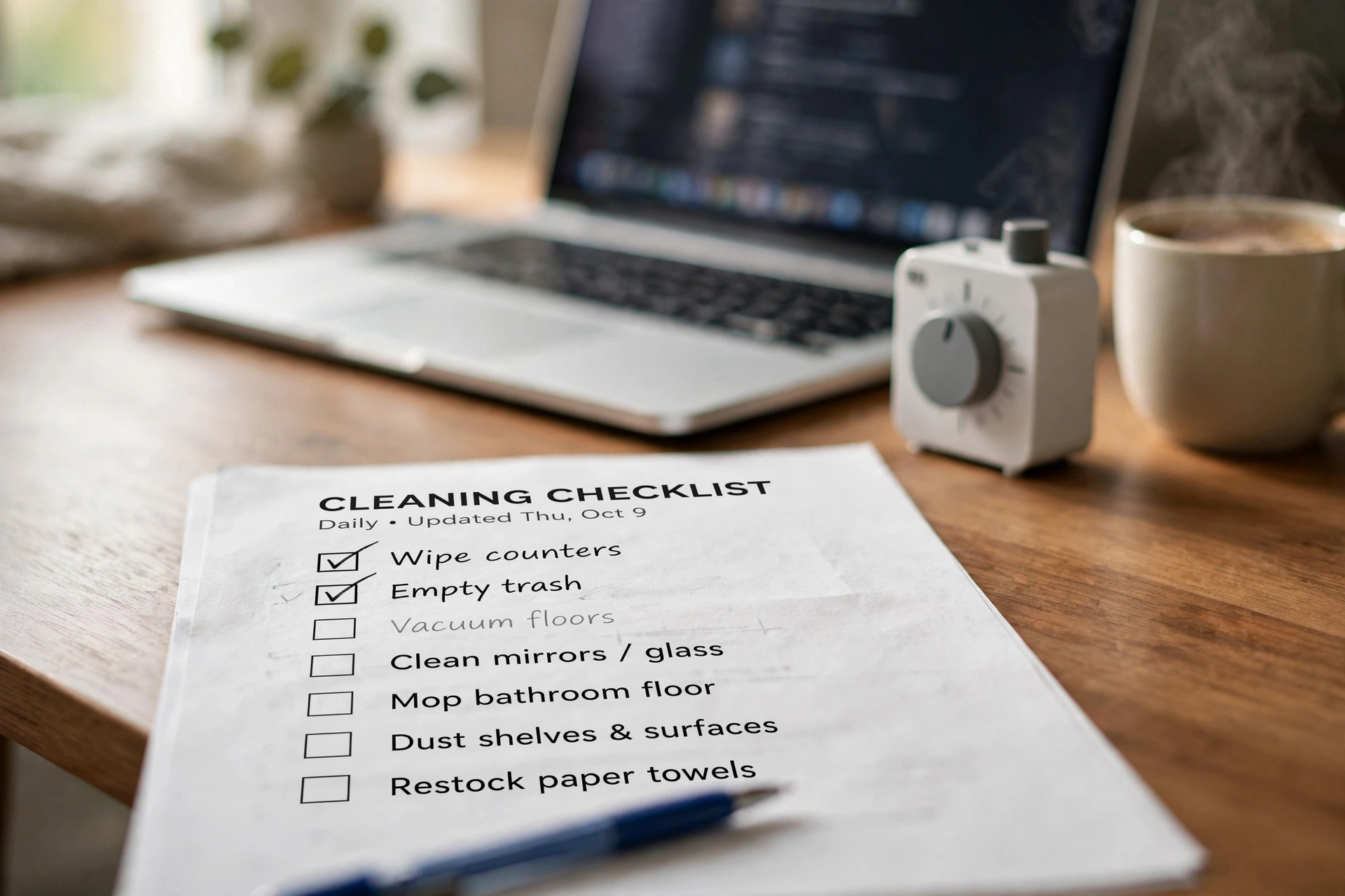 productivity timer desk workspace much does cleaning checklist