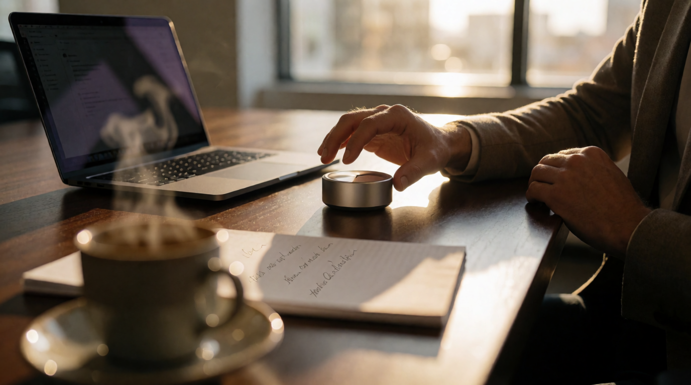 Professional working with a pomodoro timer on a desk in a San Antonio office