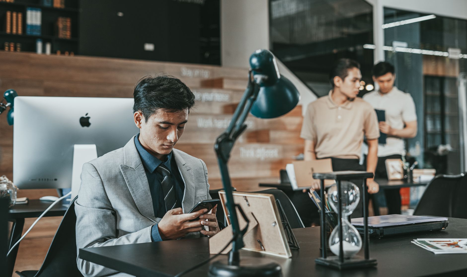 Business person using time management app on tablet