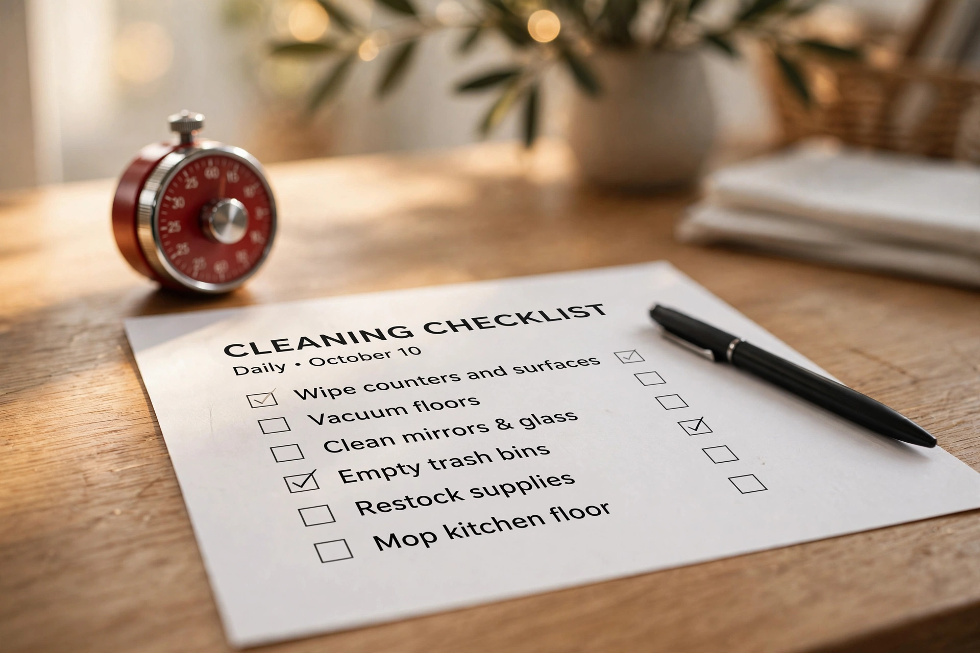 productivity timer desk workspace buy cleaning checklist template