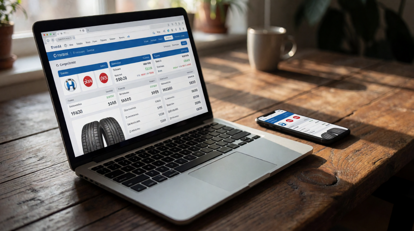 Comparativo de preços de pneus em site e-commerce
