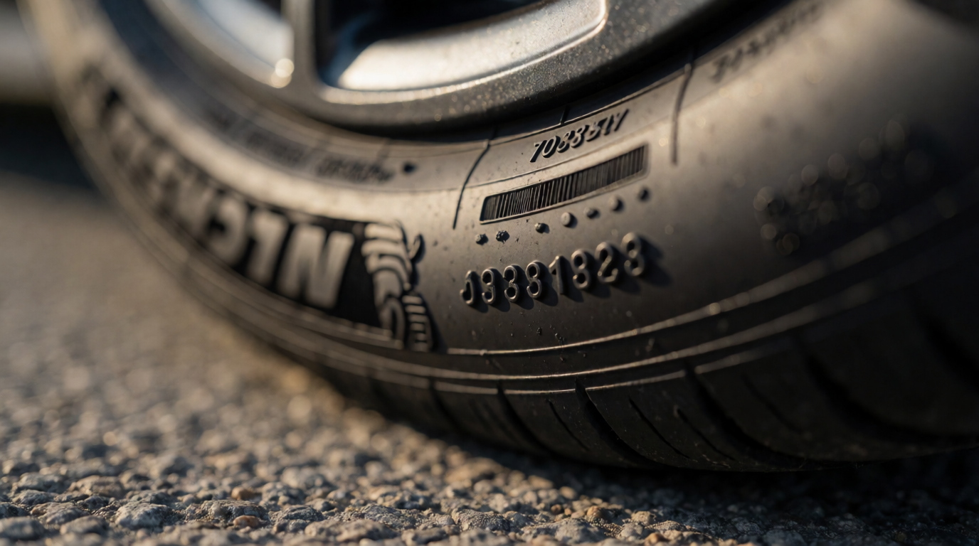 Detalhe das marcações laterais em pneu Michelin original