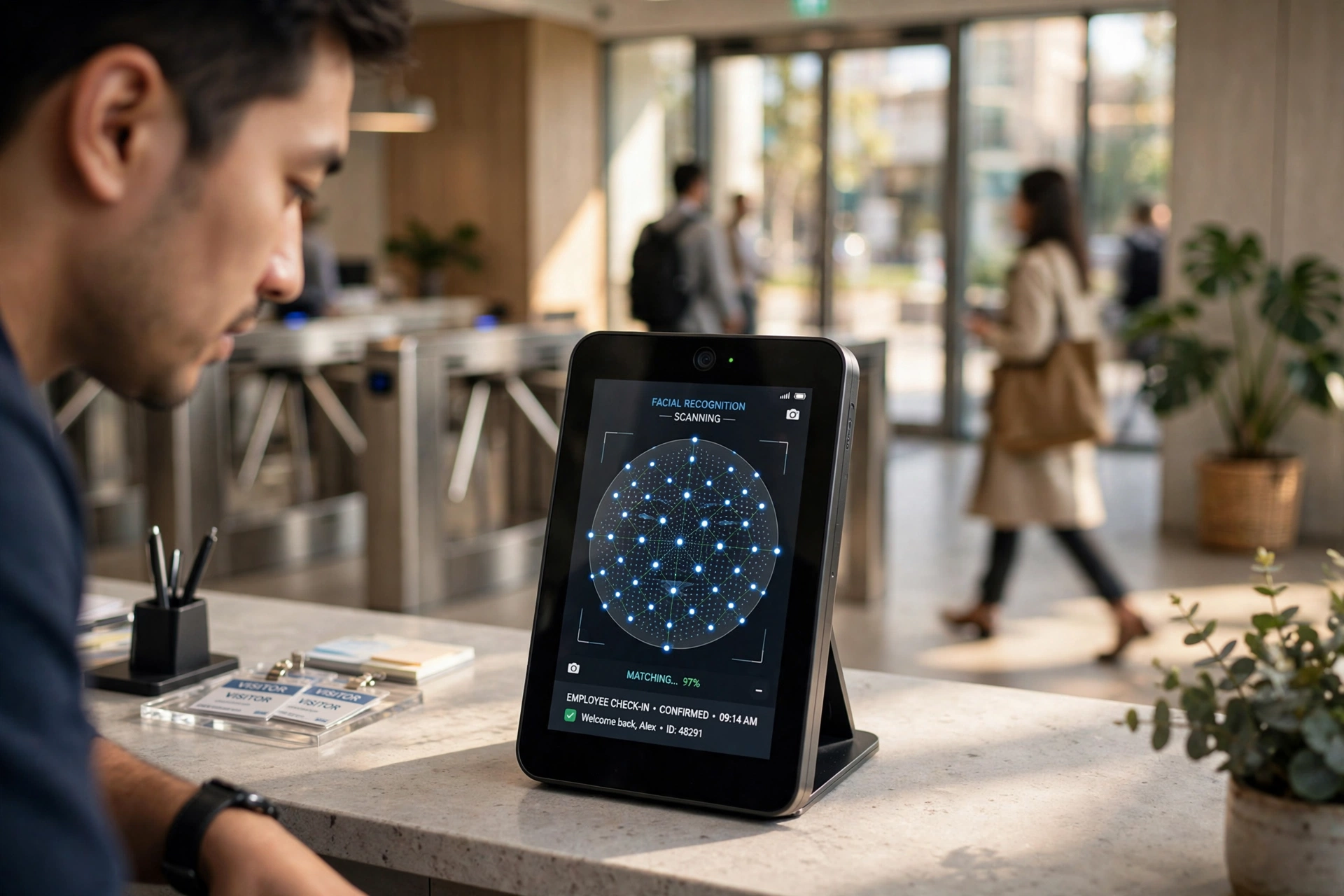 modern office employee biometric technology