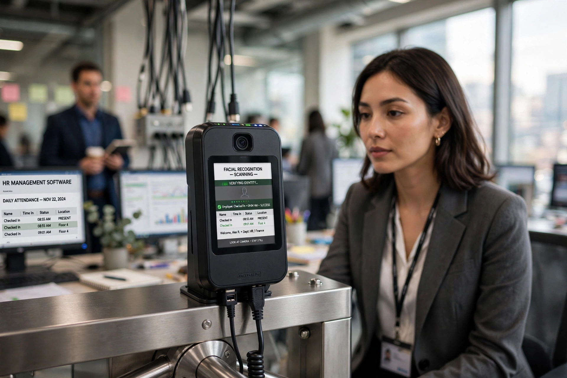 modern office employee biometric technology