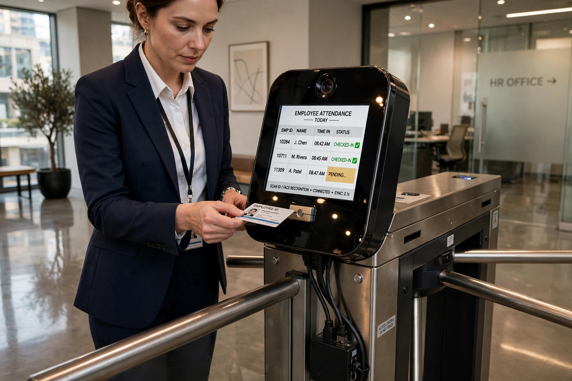 modern office employee biometric technology