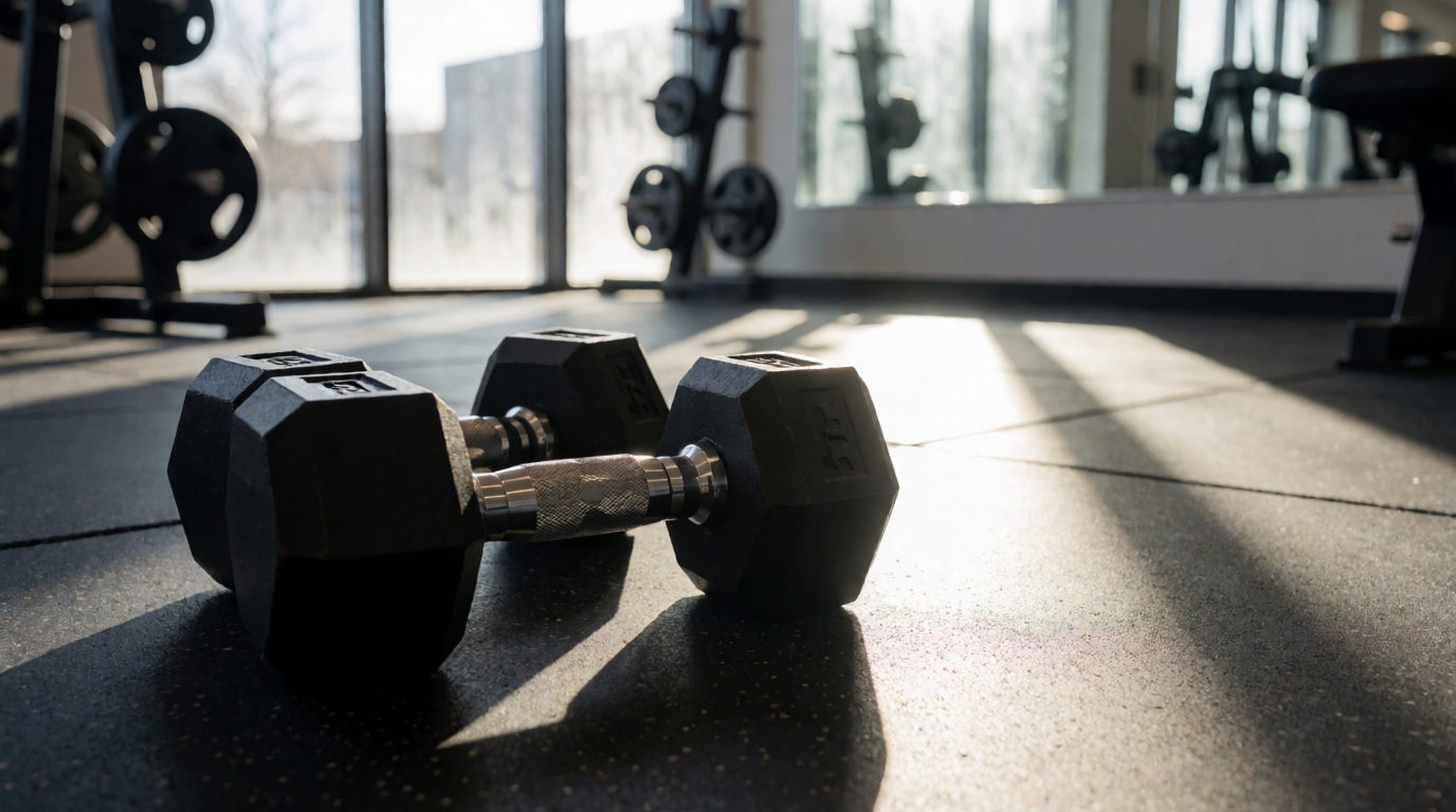 gym fitness equipment workout dumbbells hex