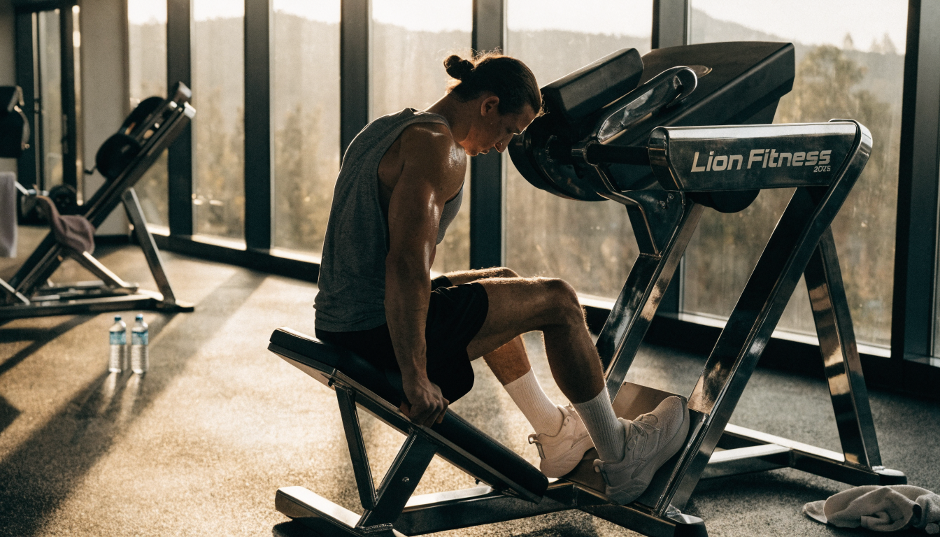 Adult man performing intense workout with battle ropes in a gym setting.