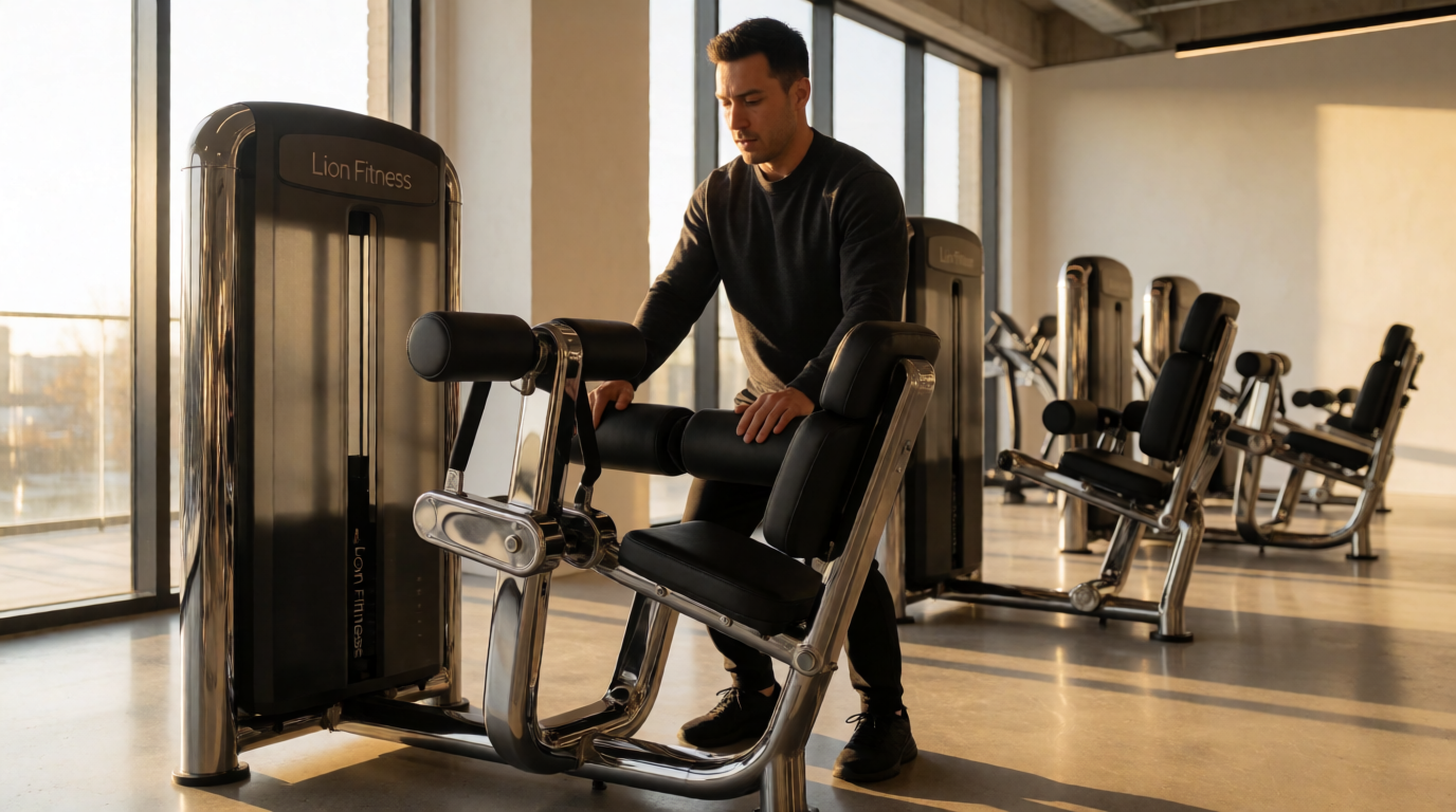 Espaço fitness moderno com equipamentos Lion Fitness