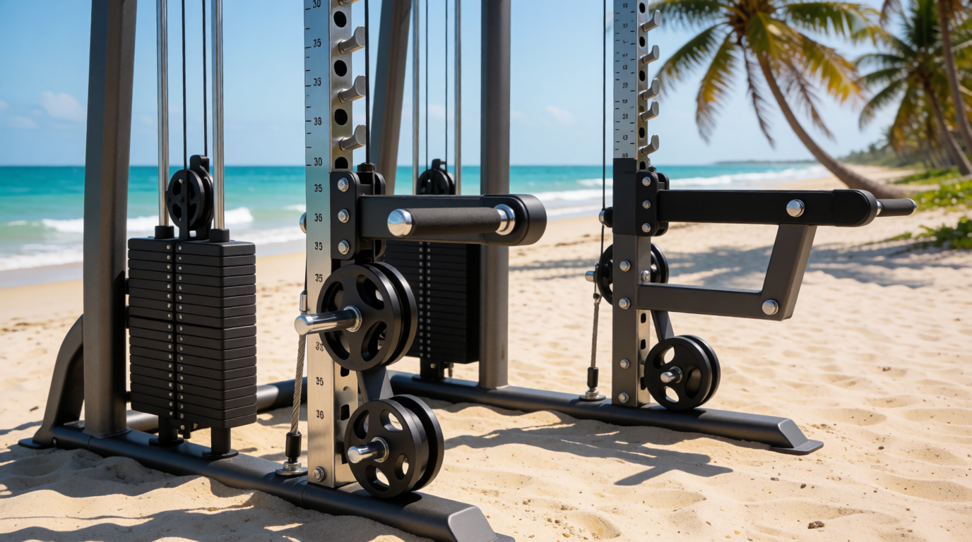 Máquina de musculação multifuncional à beira-mar em Maceió