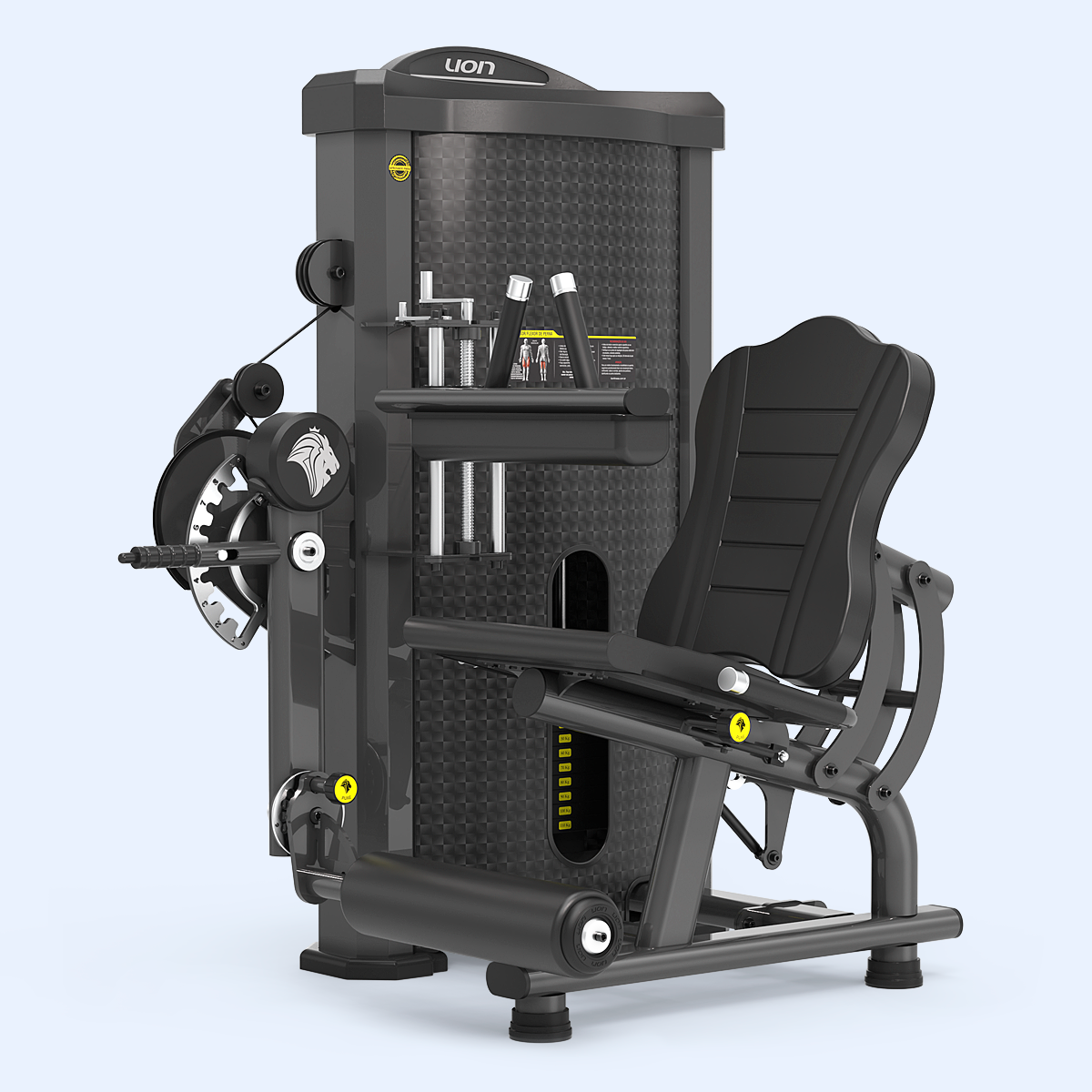 Máquina de leg extension em academia