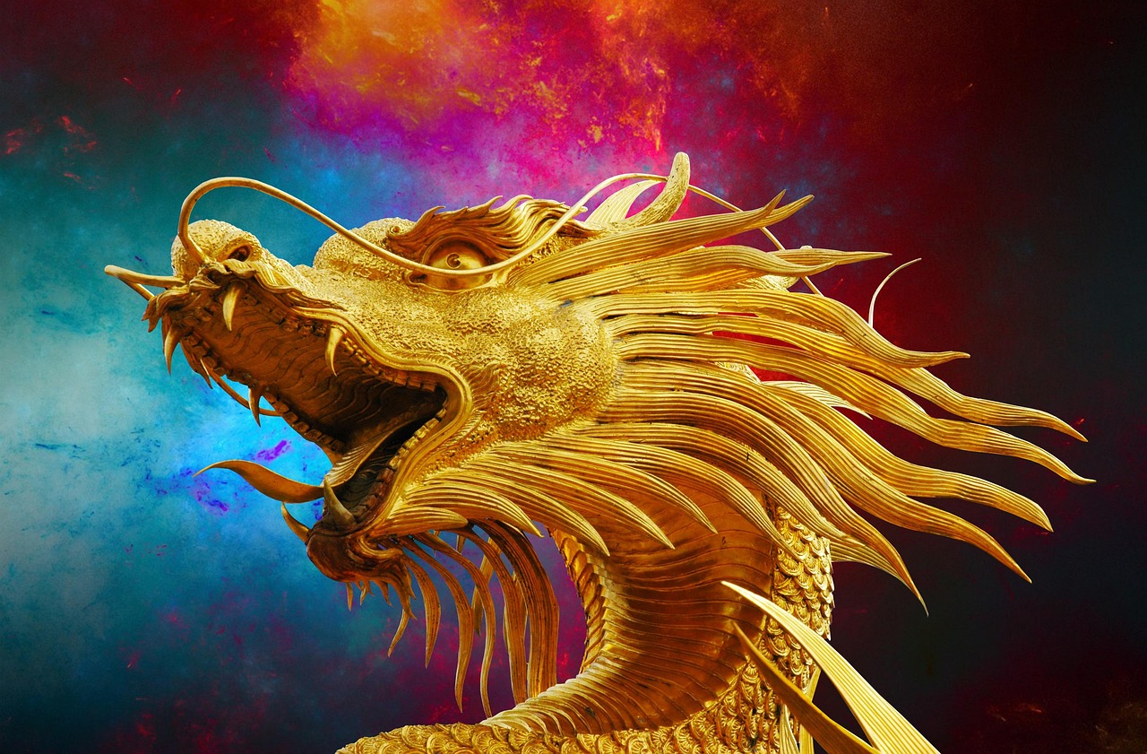 dragon, golden dragon, statue, sculpture, art, artwork, dragon statue, dragon sculpture, thailand, photo manipulation, dragon, dragon, dragon, dragon, dragon, art