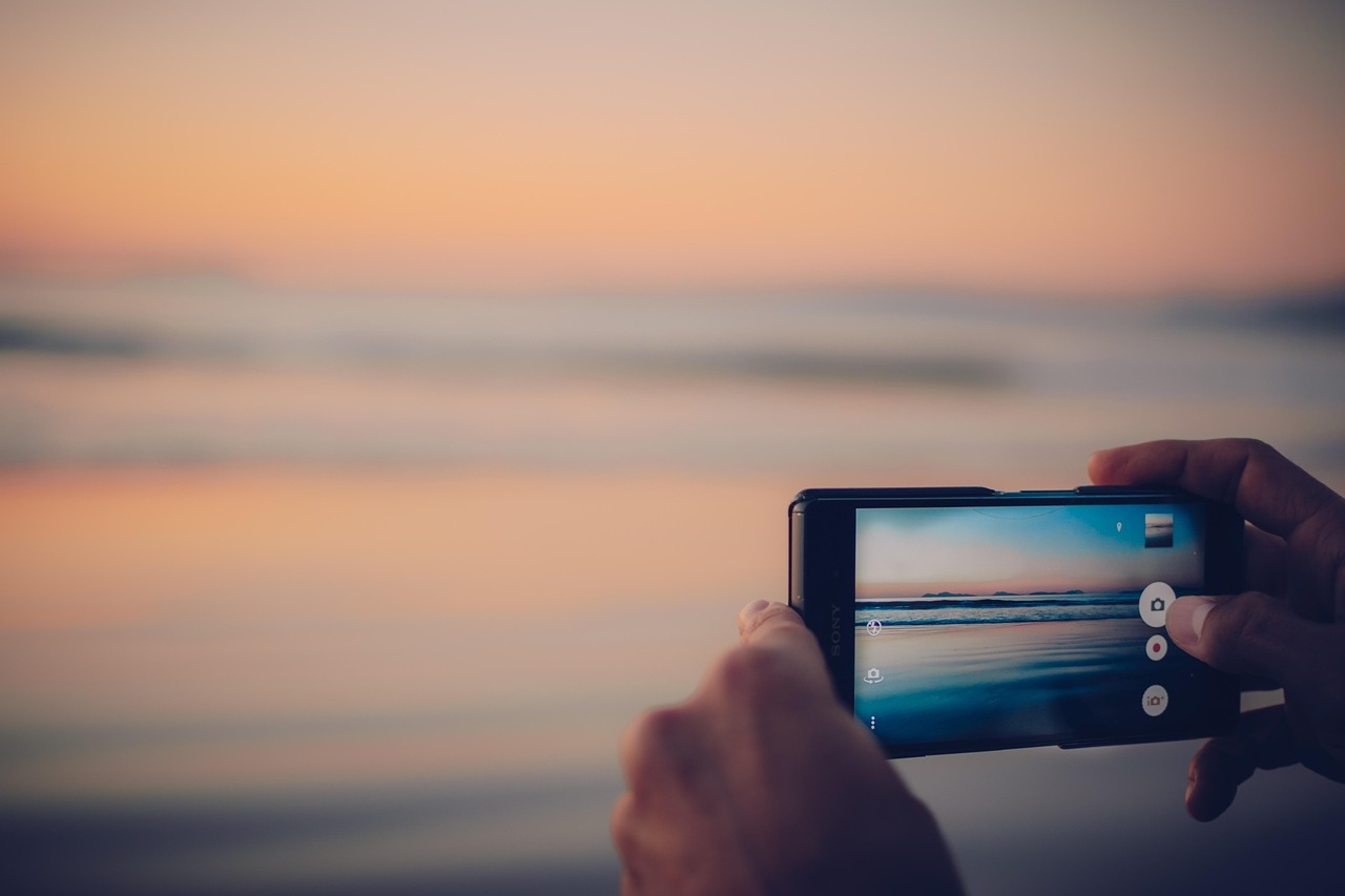 digital marketing, smartphone, focus, sony, photography, beach, sunset, landscape, sea, nature, memories