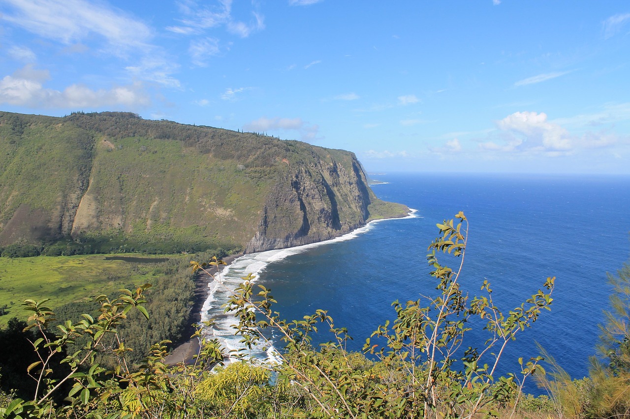 island, sea, ocean, horizon, beach, coast, coastline, shoreline, landscape, seascape, hawaii, big island, nature, waipi'o, valley, waipi'o valley