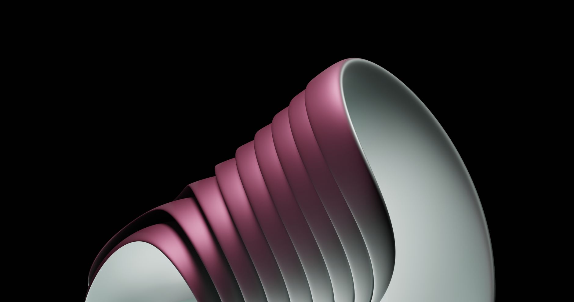 Sleek abstract design with pink and white curves against a black background, offering a modern aesthetic.