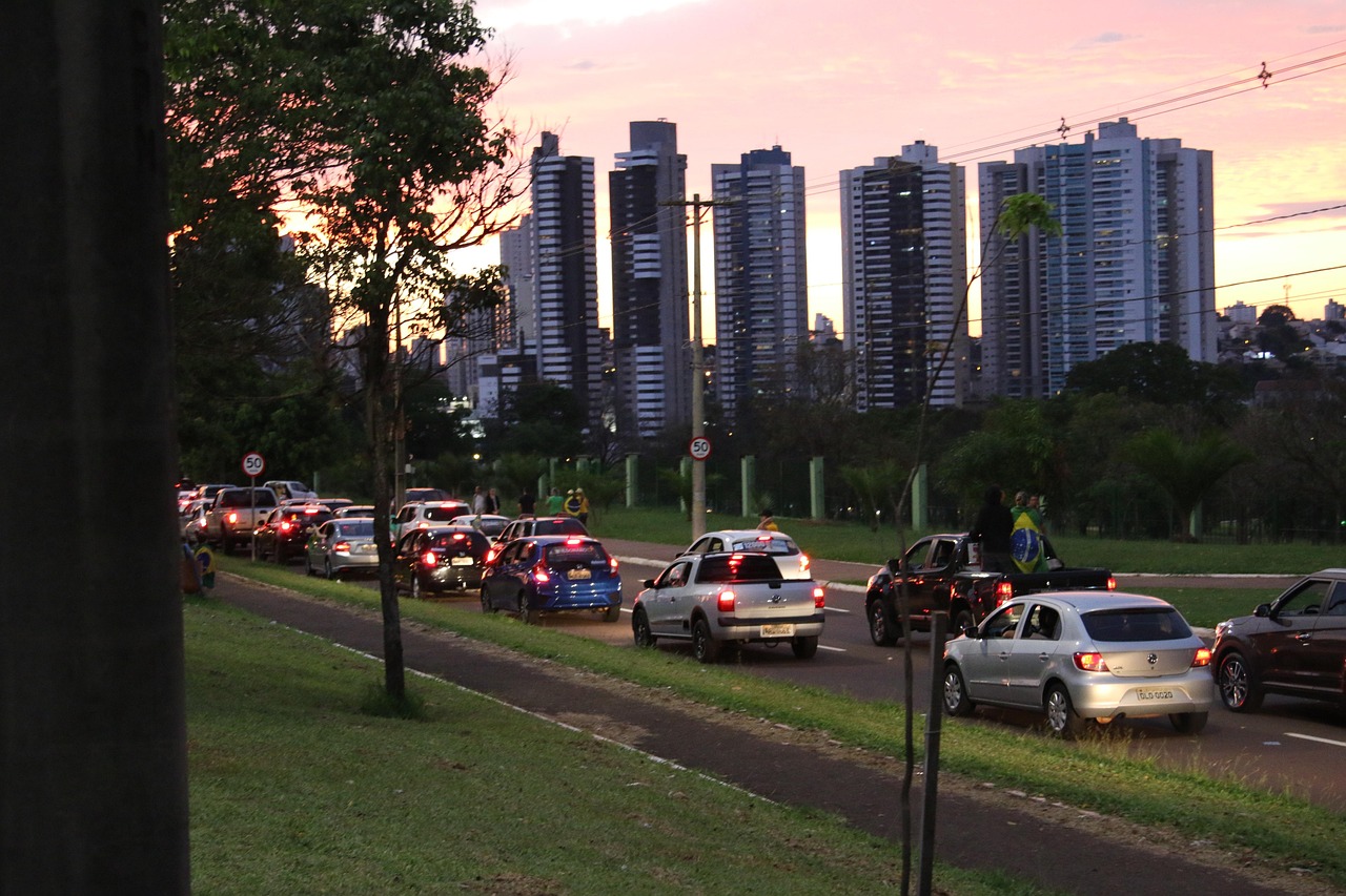 buildings, campo grande, rent a car, asphalt, traffic