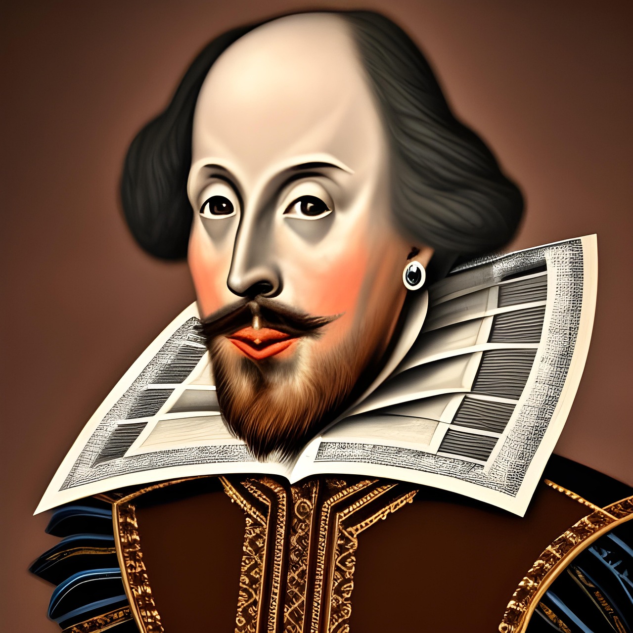 ai generated, portrait, painting, colorful, author, writer, famous, historical, impressionist, english, fashion, man, plays, playwright, educational