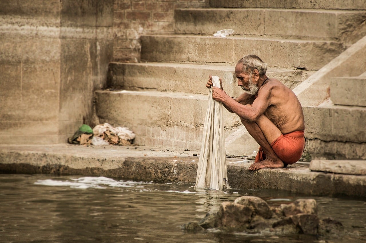 varanasi, india, ganges, ganges river, india life, clothes washing, river