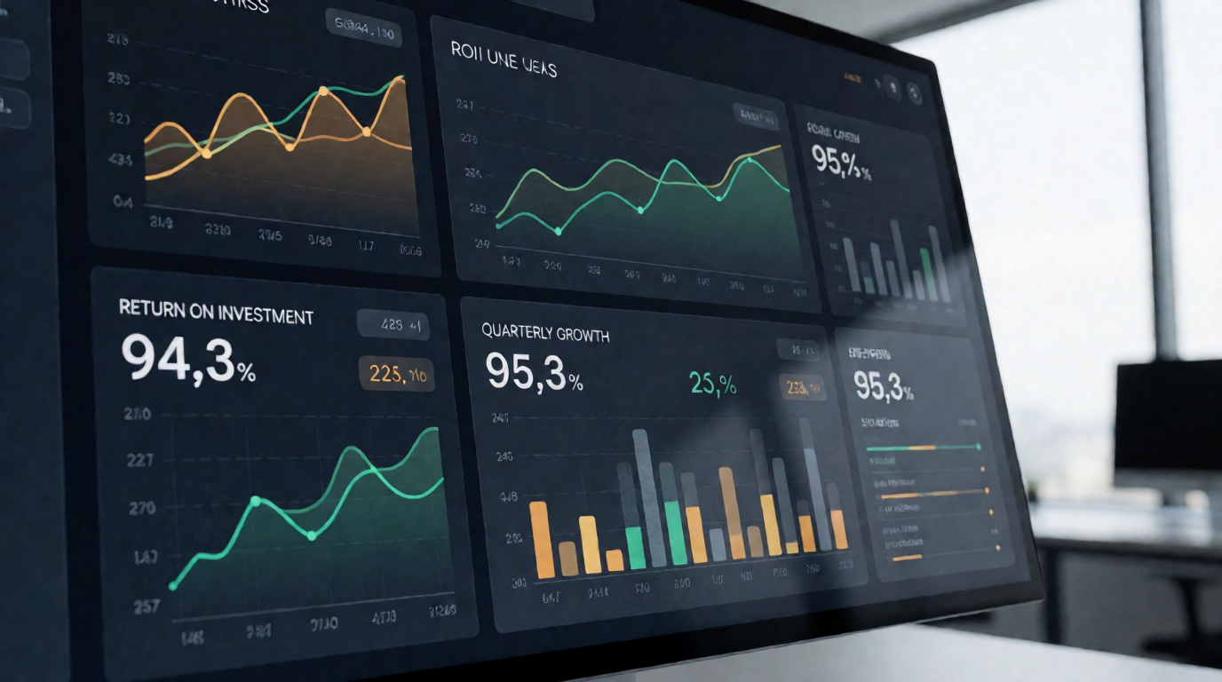 Painel comparativo de métricas de ROI